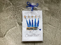 Painting Petunias art on a towel KC Crown Town