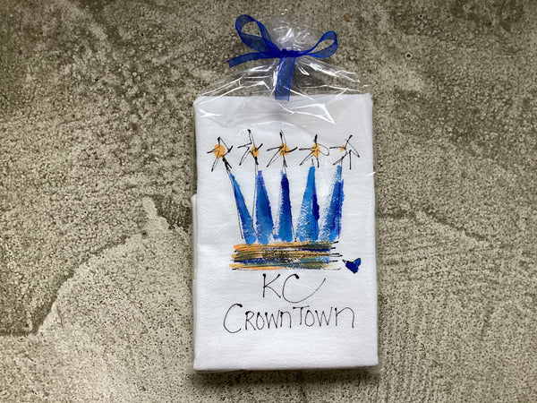 Painting Petunias art on a towel KC Crown Town