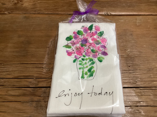 Painting Petunias art on a towel Enjoy Today