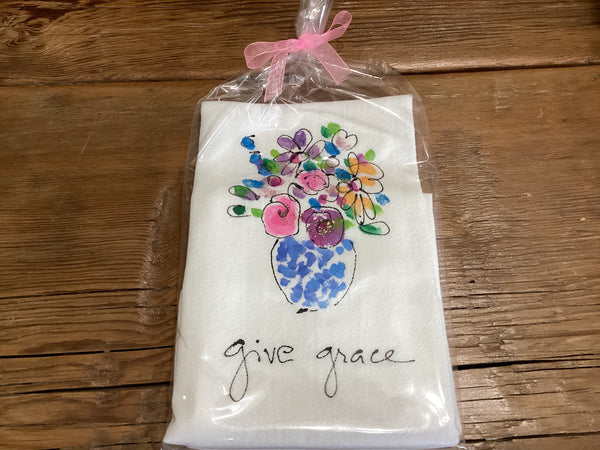 Painting Petunias art on a towel Give Grace