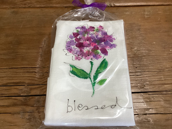 Painting Petunias art on a towel Blessed