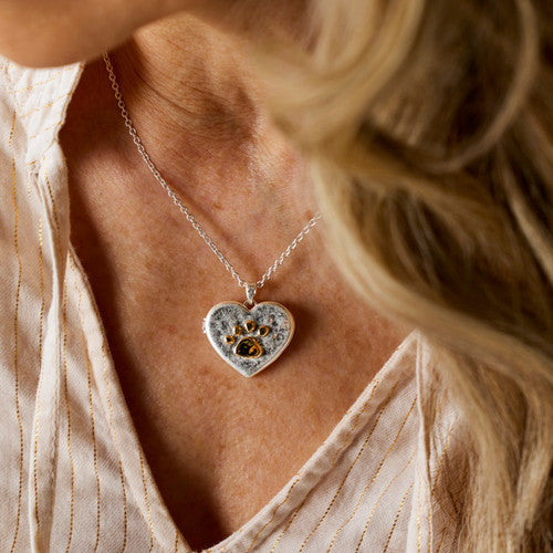 Pawprint Love You Locket - Silver