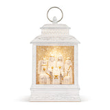Nativity Figures Lit Musical Silver USB Snow Globe Lantern