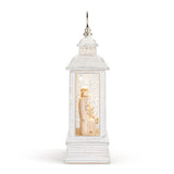Nativity Figures Lit Musical Silver USB Snow Globe Lantern