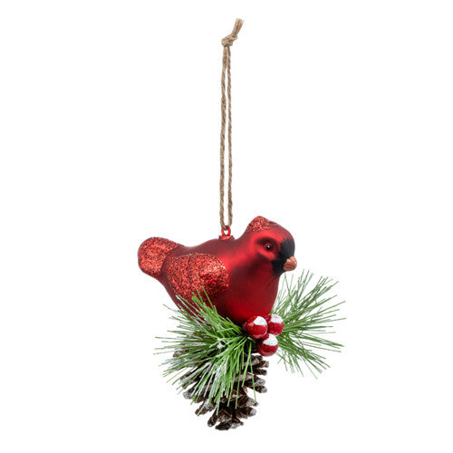 Cardinal on Pinecone Ornament