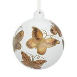 Neutral Butterfly White Round Ornament