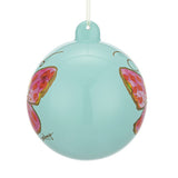 Pink Butterfly Sage Green Round Ornament
