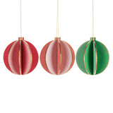 Green Pink and Coral Wood Round Ornaments