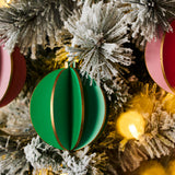 Green Pink and Coral Wood Round Ornaments