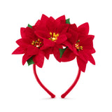 Red Poinsettia Flowers LED Headband - 5in