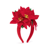 Red Poinsettia Flowers LED Headband - 5in