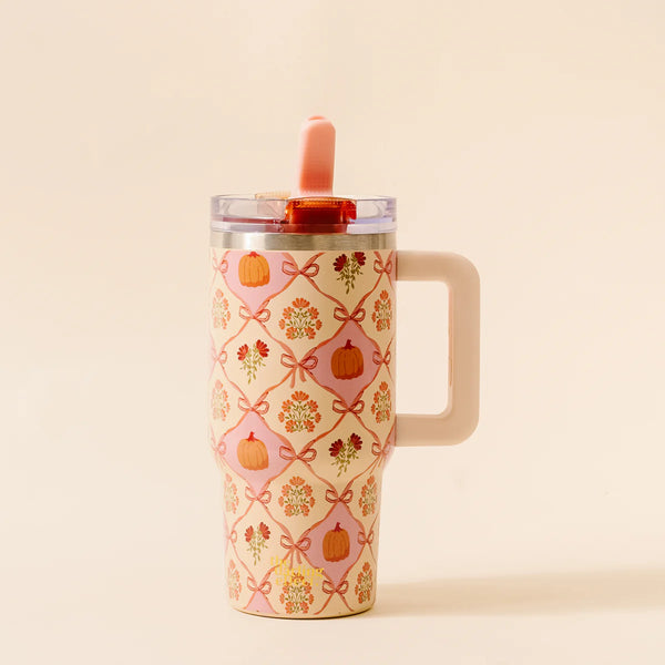 The Darling Effect Patchwork Pumpkins 20 oz Lifestyle Flip Straw Tumbler
