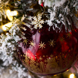 Red, Green, and White Winter Scene Gold Foil Glass Ornaments