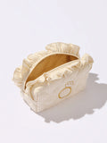 Shiraleah Ruffle Bling Small Zip Pouch, Beige
