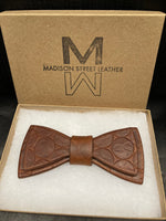 Brown Leather Penny Bow Tie