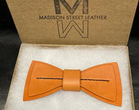Orange Arizona Poppy Leather Bow Tie