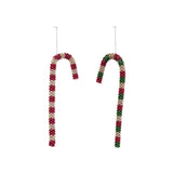 Beaded Candy Cane Ornament with Stripes