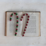 Beaded Candy Cane Ornament with Stripes