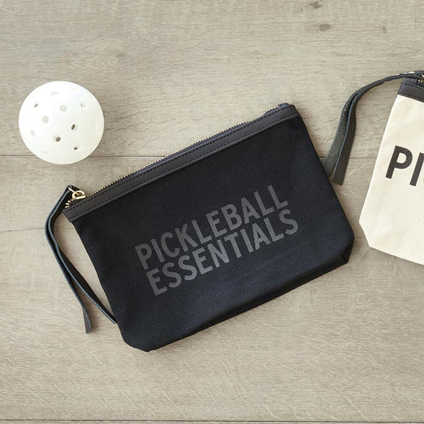 Pickleball Essentials Black Canvas Pouch