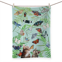 Butterfly And Kitten Friends Tea Towel