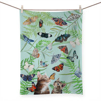 Butterfly And Kitten Friends Tea Towel