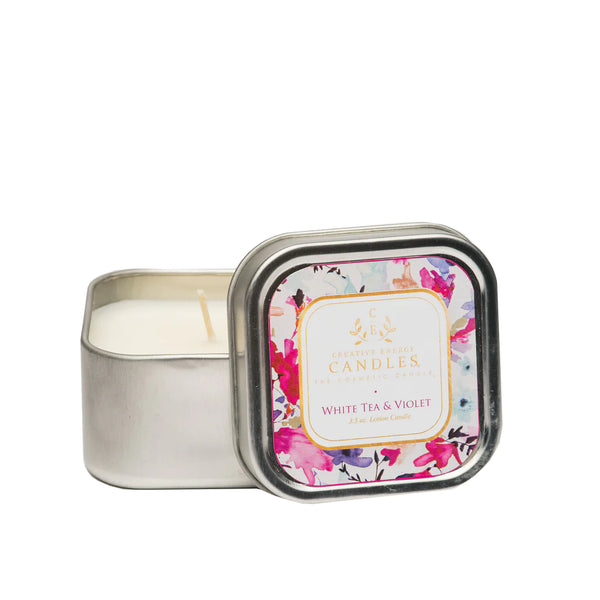 White Tea & Violet Tin 2-In-1 Soy Lotion Candle