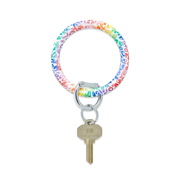 Rainbow Cheetah Silicone Key Ring